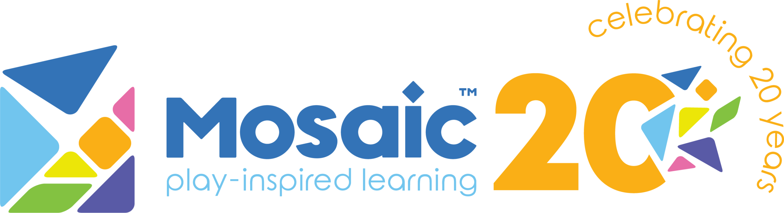 Mosaic Preschool 20th Anniversary Logo - Play-Inspired Learning